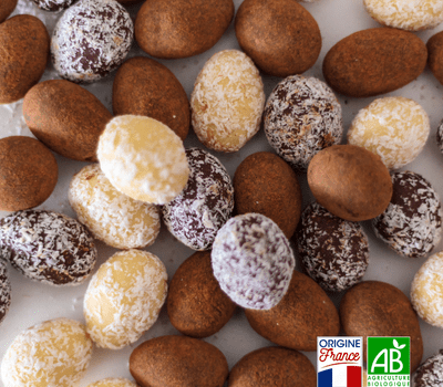 Amandes enrobées 3 choco bio en vrac